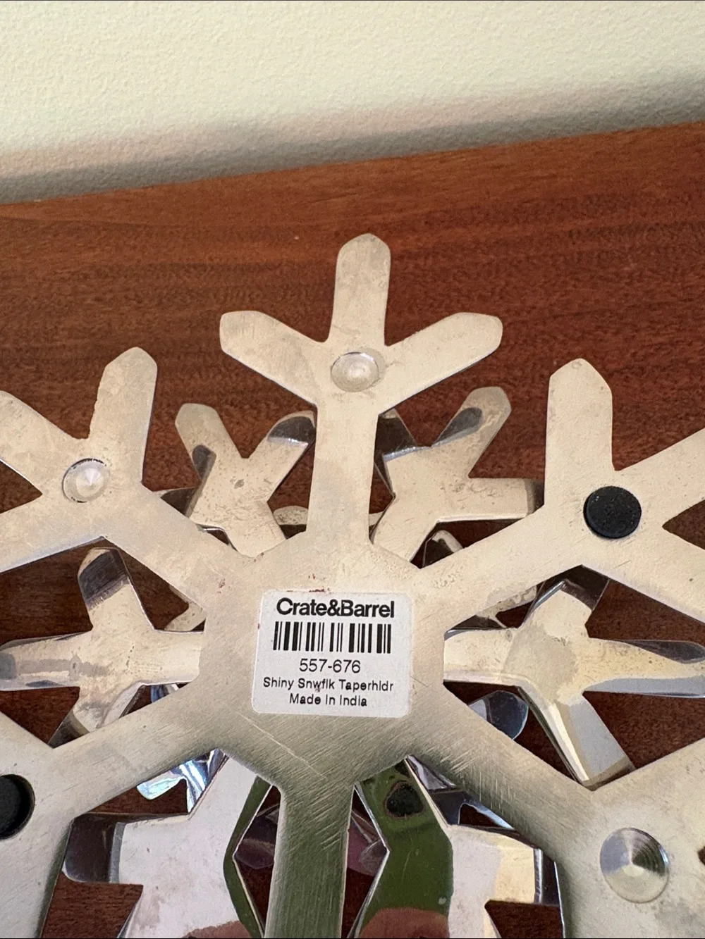 Crate&Barrel Silver Snowflake Candleholders (Set of 2) GUC